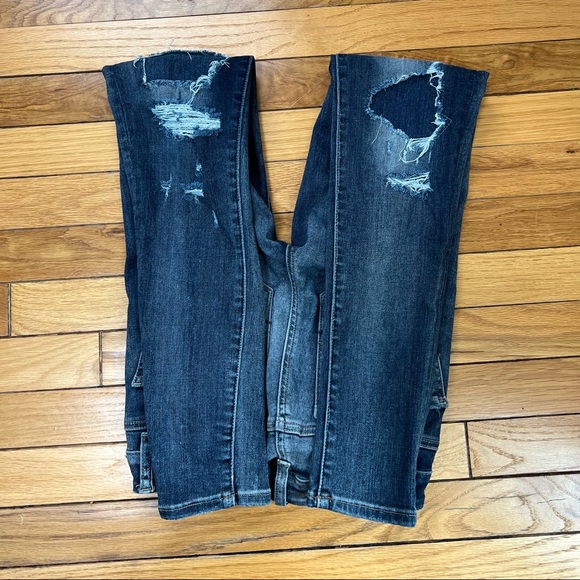 American Eagle distressed ripped patched super super stretch hi rise jegging - Picture 5 of 9